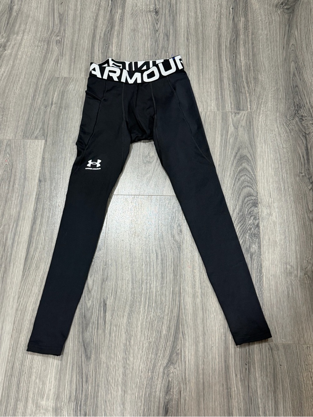 Nike Kids' Black Leggings with White Logo Waistband
